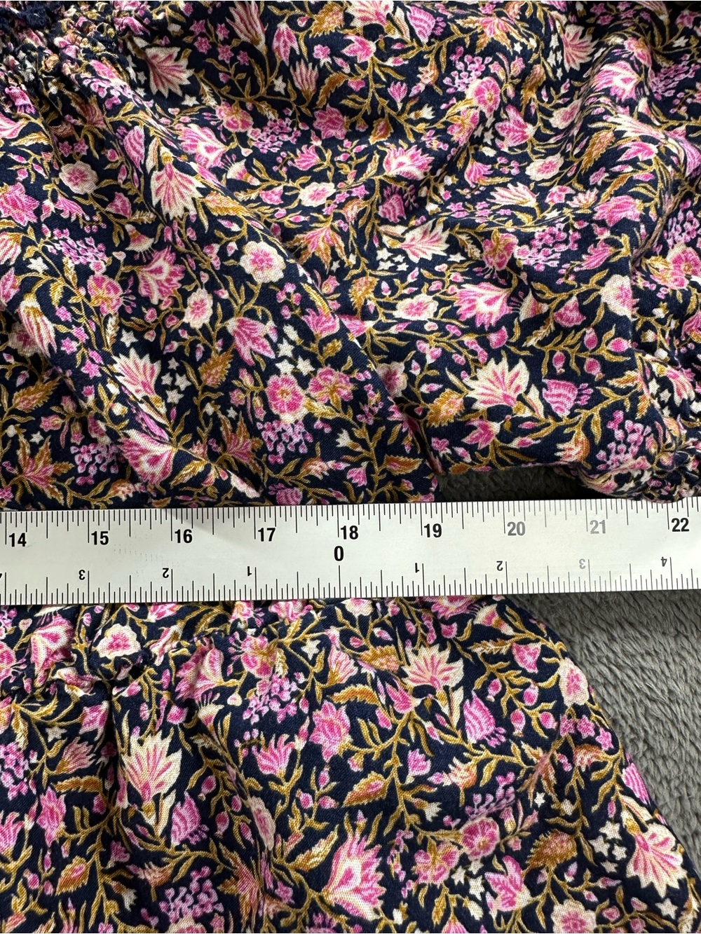 Old Navy Peasant Top Puff Sleeve Navy Floral Print - Picture 6 of 8